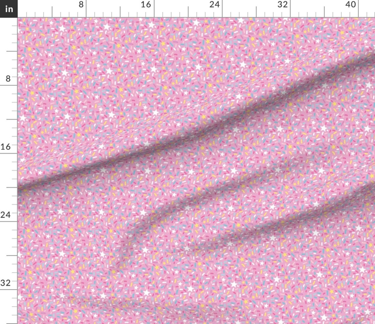 Sprinkles Ice Cream Stars Pink White Pastel Party Desert Donut Colorful Custom Printed Fabric by Spoonflower Various Fabrics by the Yard or Fat Quarter